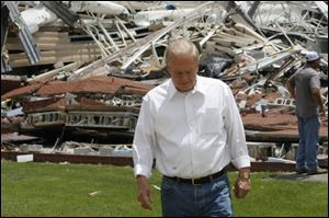 Gov. Ted Strickland, who visited Lake High School and other storm-ravaged sites in northwest Ohio Sunday, declared a state of emergency.