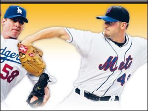 Two Defiance High School graduates are pitching in the majors. Chad Billingsley, right, was drafted by the Dodgers in the first round in 2003 and has a 6-4 record this year. Jon Niese was taken by the Mets in the seventh round in 2005 and is 4-2 this year. 