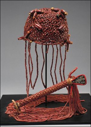 'Chief's Cap and Fly Whisk,' Edo culture, Benin Kingdom, Nigeria, in agate coral, glass, is in the Detroit Institute of Arts exhibit, Through African Eyes: The European African Art, 1500 to Present, through Aug. 8.