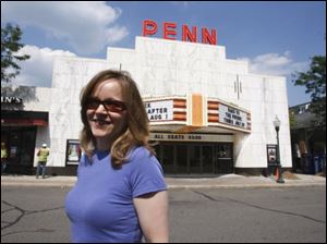 Ellen Elliott, manager of the nonprofit and volunteer-run Penn Theatre in Plymouth, Mich., which she hopes qualifies for help from Michael Moore's project.