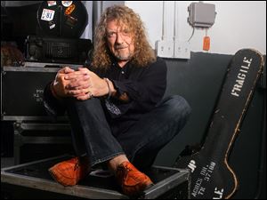 Robert Plant backstage before a performance with his new group, Band of Joy.