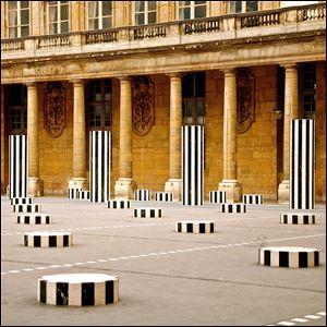 'Pillars,' Beth Hill's photograph of a sculpture by Daneil Buren at the Jardin du Palais Royal in Paris, is on exhibit at the Ahava Spa and Wellness Center.