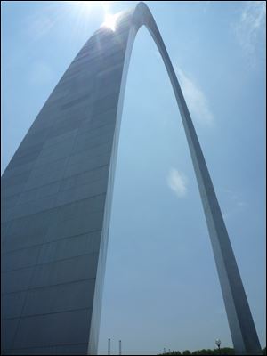 The Gateway Arch is St. Louis offers spectacular views from its cramped top.