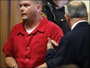 Former Wauseon restaurant owner Charles Bryan, Jr., during his arraignment last year, was co-owner of Doc Holliday's restaurant at the time
of the April 14, 2007, blaze that destroyed his business and others in the central business district.