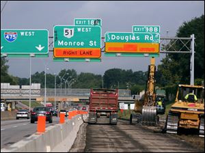 Widening and reconstruction of I-475 in West Toledo, which is to take about three years, currently has about 100 workers, and more are to be added.
