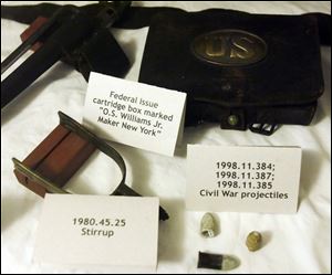 Among the artifacts from the Civil War at the Historical Center and Museum are these items. The War's sesquicentennial won't start until next year, but committee members have been planning for months. 