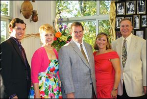 At the Gorskis' Sapphire Ball kick off part were, from left, Dock Treece, Jr., Barbara Baumgartner, Joel and Clare Gorski, and Michael Sordyl.