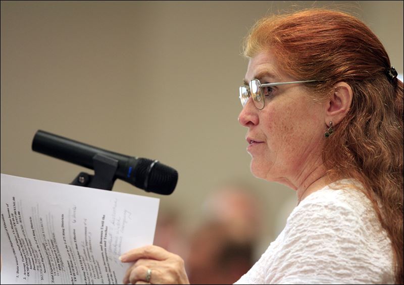Sue LaPointe voices her concerts about the upcoming Oregon School District levy. - Levy-issue-sparks-residents-concerns-at-Oregon-schools-forum-2
