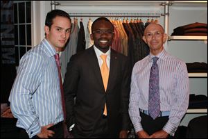 From left, Kyle Pinsonneault, VAlentine Ononye, Daniel Dolce at V-Couture in Perrysburg.