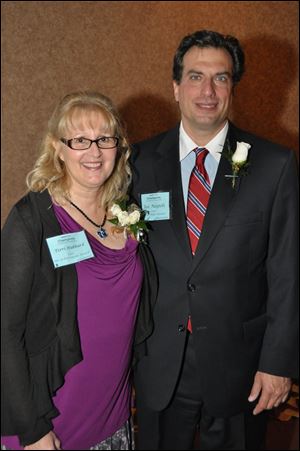 Terri Rood Hubbard, left, and Joe Napoli at the MS Dinner of Champions.