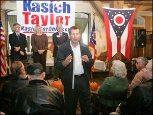 John Kasich, the Republican candidate for governor campaigning in Tiffin, Ohio Monday.