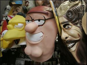 Costume Holiday House on Monroe Street sells pop culture masks like characters from the television shows 'The Simpsons' and 'Family Guy' as well as Burger King's royalty.