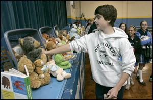 The bears were put in place by students such as Bailey Osborne, 13, right. 