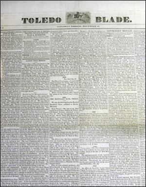 The first edition of The Blade from Dec. 19, 1835.