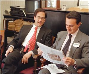 Blade publisher John Robinson Block met with Conde Agustine, the mayor of Toledo, Spain, in 1997.