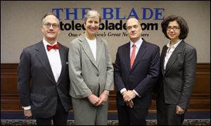 The Blade is owned and operated by Block Communications Inc., whose executive committee comprises, from left, John Robinson Block, Karen Johnese, Allan Block, Diana Block, and William Block Jr. (not pictured).