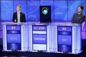 IBM’s Watson computer system competes against Jeopardy’s two most successful contestants, Ken Jennings and Brad Rutter.