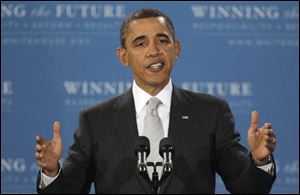President Barack Obama speaks on education law reform Monday at Kenmore Middle School in Arlington, Va.