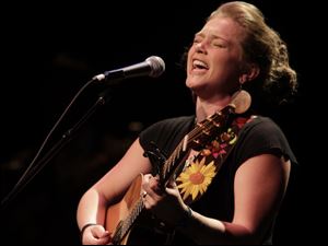 Crystal Bowersox on stage at Monroe County Community College's La-Z-Boy Center Friday night.