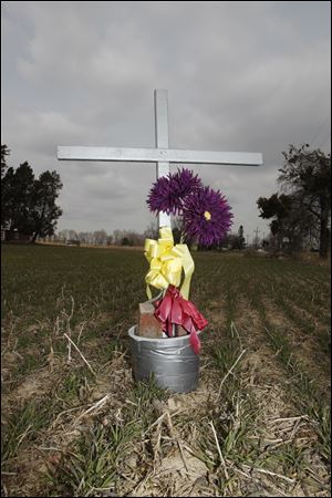 Maureen Huffman placed this cross at Portage River South Road and State Rt. 19 in memory of the crash.