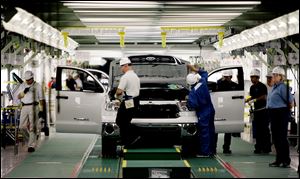 This Toyota plant which makes the Tundra truck in San Antonio, Texas is one likely to close because of parts shortages. 