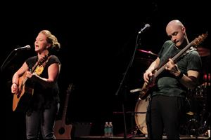 Crystal Bowersox, with long-time bassist Frankie May at right, performs April 1 at Monroe County Community College.