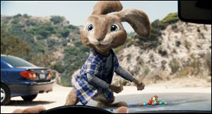 E.B., the teenage son of the Easter Bunny, voiced by Russell Brand, is shown in a scene from 'Hop.' 