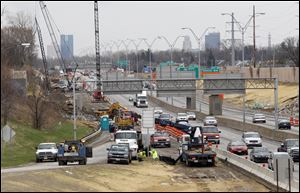 Traffic streams along westbound I-475 at the Douglas Road exit ramp, which was closed Monday for the first day of work as part of an almost year-long, $64 million modernization project.