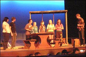 From left, Hannah Quinn, Kramer Lindsley, Yianni Papadimos, Taryn Wachowiak, Taylor Spurgeon-Hess, Bailey Feldstein, Natalie Szczebra, Kayla Keisser, and Viktor Barricklow.   