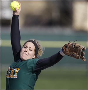 Clay's Cassi Laberdee (4-1) pitched a one-hitter and scored the game-winning run in the Eagles' 3-0 win over Central Catholic Tuesday. With the win, the Eagles improved their record to 5-2 on the season.