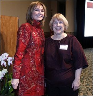 Guest speaker Jennifer O’Neill, left, and Carol Clark, board president, at Heartbeat of Toledo’s celebration.