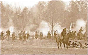 A photograph of the battle of Shiloh.