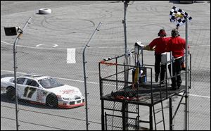 Driver Chris Buescher wins first place during the ARCA Racing Series at Toledo Speedway last September.