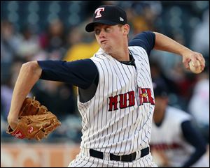 Toledo's Charlie Furbush pitches against  Indianapolis during  the first game of a doubleheader Thursday.