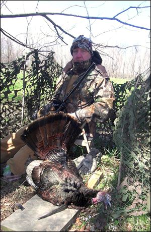 


Roger Murray of Tiffin proudly displays a mature 25-pounder with a beard longer than 10 inches which he shot Thursday in a woodlot in Seneca County.