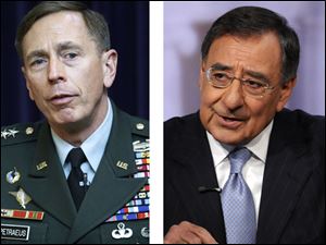 Gen. David Petraeus, left, now running the war in Afghanistan, is expected to replace CIA Director Leon Panetta, who will become secretary of defense, in a reported shakeup of national security leadership.