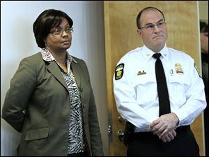 Toledo Deputy Mayor for Public Safety and Personnel Shirley Green, with Chief Mike Navarre, says the police department is representative of the city’s population. But the chief says the department is not diverse enough.