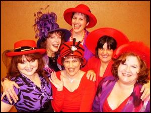 Cast members for the production of 'Hats! The Musical ' at the Sandusky State Theatre include, front row from left: Gidget Propst as Baroness, Deb Swartz as Mary Anne, and Arlene Eishen Strohl as Contessa (and the play's music director). Middle: Marje Rody, choreographer, and Lorrain Lash as Dame. Back: Mary Schiwitz, who plays Princess.