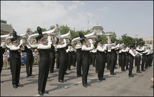 The Toledo Glassmen Drum & Bugle Corps, here shown performing in the 2009 Memorial Day parade,
is seeking votes on Facebook.