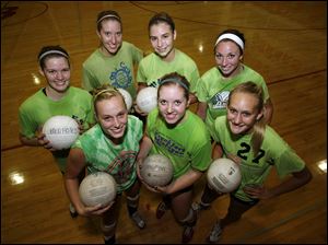 The Bedford volleyball team finished the 2010 season in teh Michigan high school final four. Shown are, from front left, Robin Brown, Mallory Lenhart, Anna Hays, back from left Ashley Sperling, Emily Blank, Stacy Nagy, and Emily Williams. Nagy, Hays, and Lenhart will continue their careers at the college level next season.