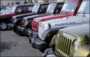 2008 Wranglers at a Chrysler/Jeep dealership in Englewood, Colo in this file photo.