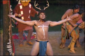 Actors perform a scene from the outdoor drama Tecumseh! 