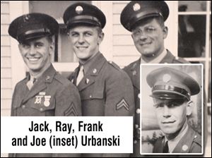 The Urbanski brothers, from left, Jack, Ray, Frank and Joe (inset), served for a total of 32 years, notes Joe's widow, Rachel Urbanski. The last of the brothers died in April.
