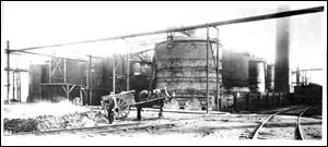 The sweetening stills begin to take shape in this photo, which was taken sometime during the oil boom. 