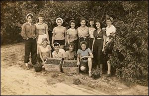 The women of the Women's Land Army at Taylor Orchard in Clyde, Ohio, in 1944, wore work clothes and became sweaty and dirty during the hard labor on the land. Yet many reveled in the war effort.
