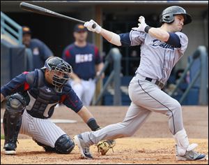 Columbus’ Jason Kipnis gets a hit Thursday. The Indians’ prospect was 1 for 4 with an RBI in the Clippers victory.