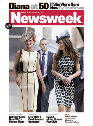 In this magazine cover image released by Newsweek, a computer-generated image of Princess Diana is shown with the Duchess of Cambridge on the cover of the July 4, 2011 issue of Newsweek magazine. 