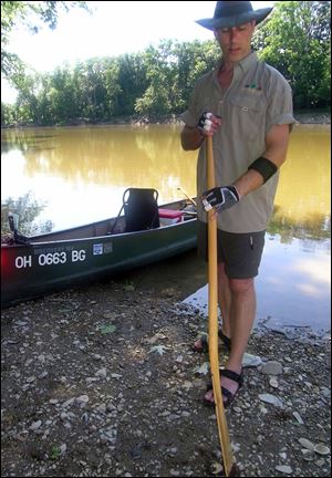 Ergonomic paddles -- lent by Norm Rhem and Jon Kusnier -- have been helpful in making the 130-mile trek down the Maumee River this week.