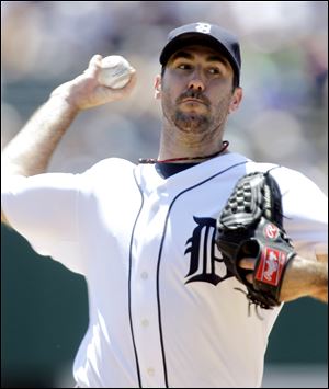Detroit Tigers pitcher Justin Verlander throws against the New York Mets during the first inning Thursday.