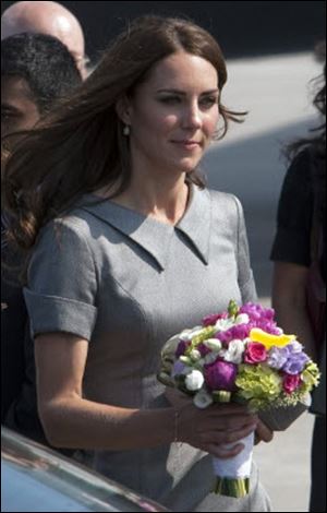 The Duchess of Cambridge arrives at Trudeau airport Saturday in Montreal. 